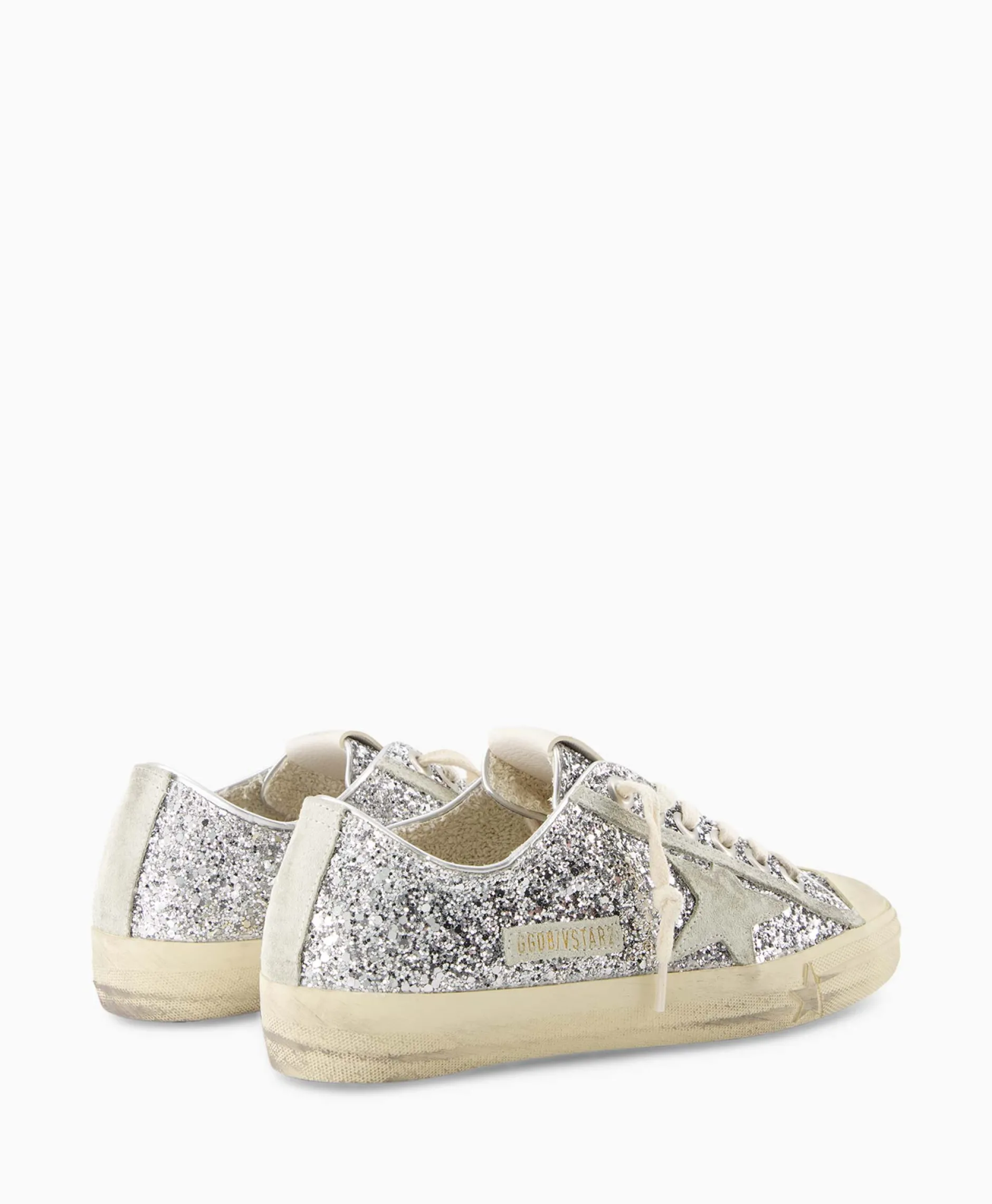 Dames Golden Goose Sneakers*Sneaker V-Star 2 Glitter Upper Rubber Toe Suede St Zilver