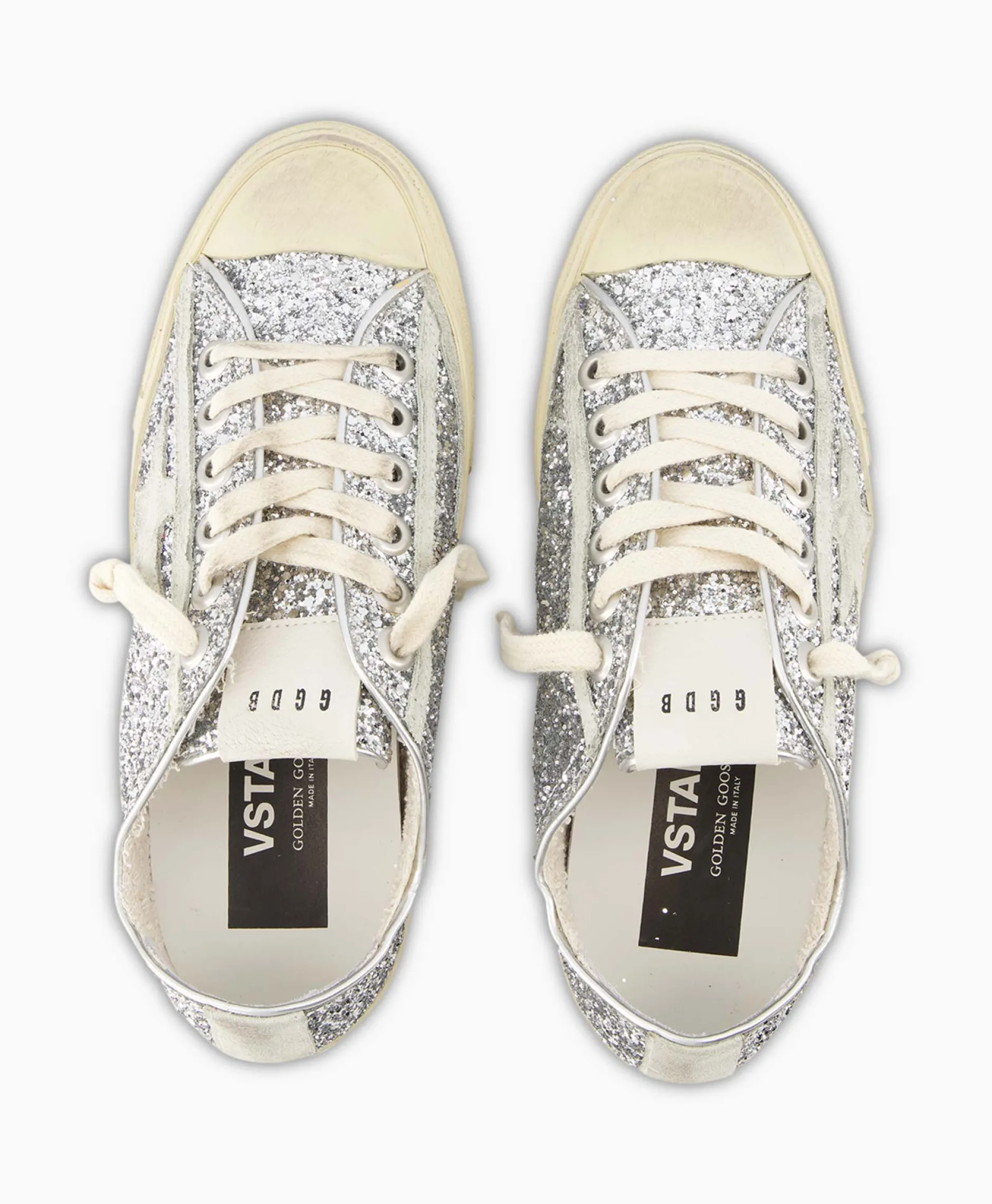 Dames Golden Goose Sneakers*Sneaker V-Star 2 Glitter Upper Rubber Toe Suede St Zilver