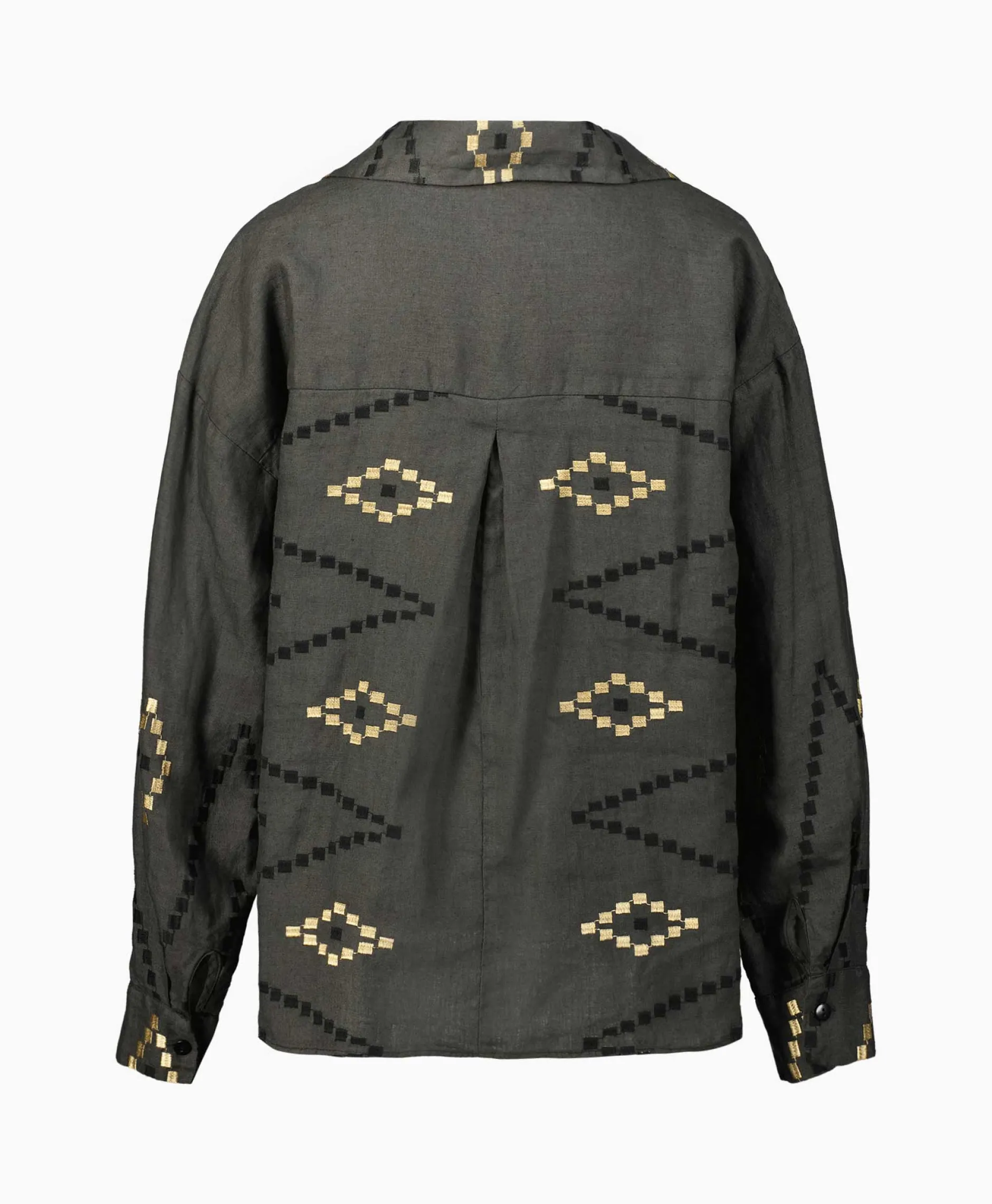 Dames Greek Archaic Kori Blouses*Blouse Wrap Zig Zag Khaki