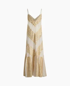 Dames Greek Archaic Kori Bruiloftskleding*Maxi Jurk Long All Over Old Straps Ivoor / Naturel