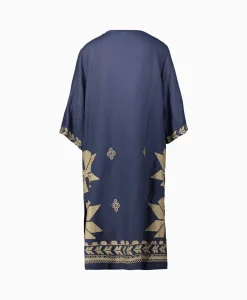 Dames Greek Archaic Kori Bruiloftskleding*Midi Jurk Aeolis V-Neck Donker Blauw