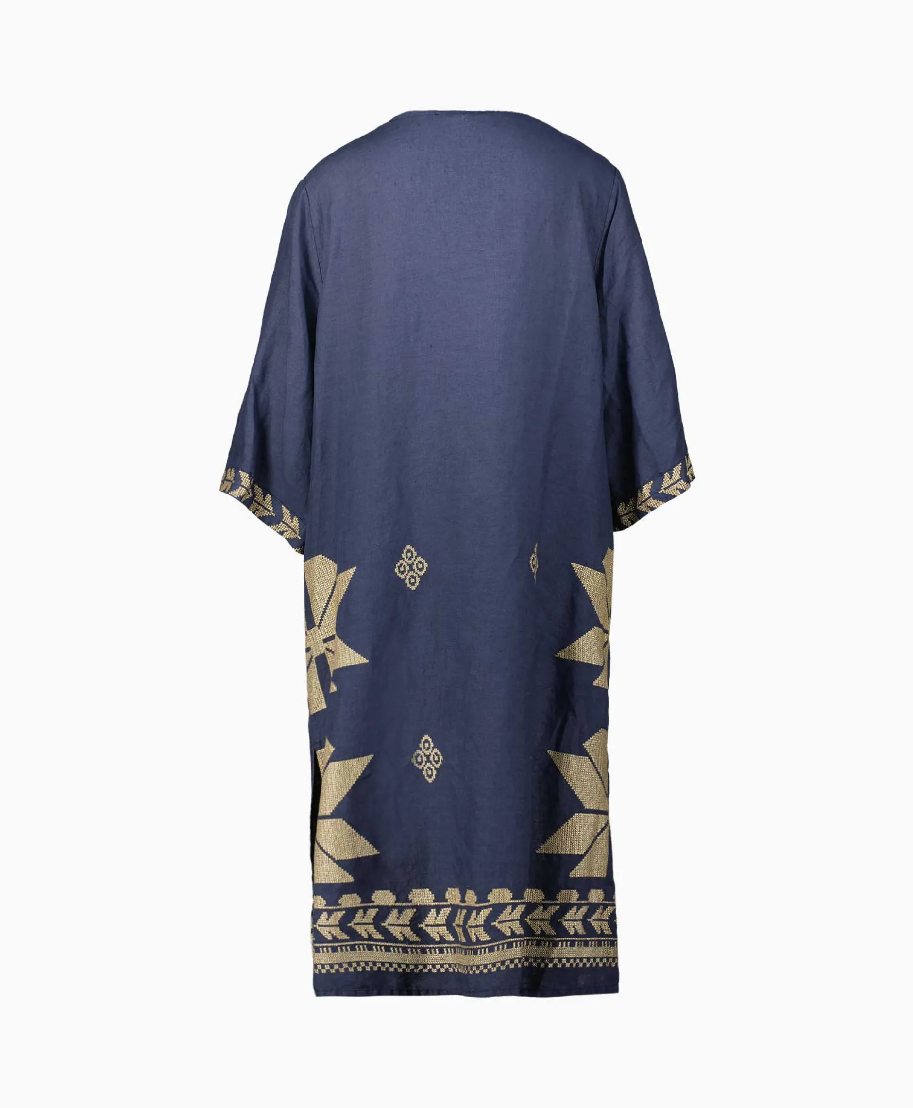 Dames Greek Archaic Kori Bruiloftskleding*Midi Jurk Aeolis V-Neck Donker Blauw