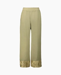 Dames Greek Archaic Kori Broeken*Pantalon New All Over Elastic Waistband Goud