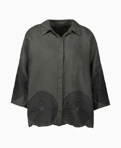 Dames Greek Archaic Kori T-Shirts & Tops*Top Labyrinth Pleates Buttons Khaki