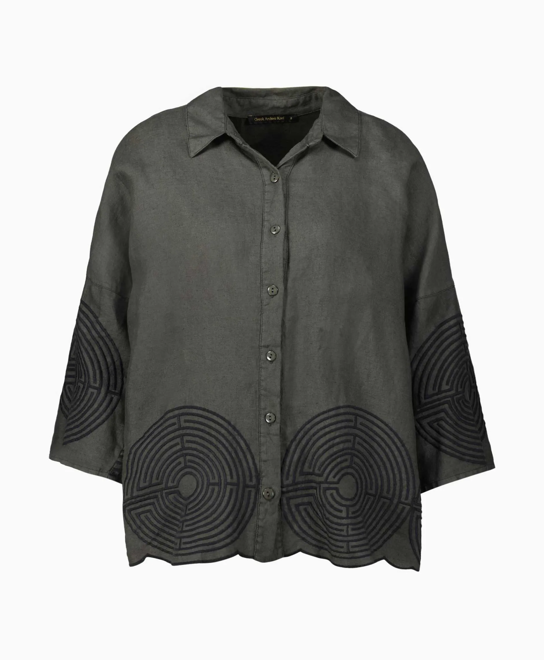 Dames Greek Archaic Kori T-Shirts & Tops*Top Labyrinth Pleates Buttons Khaki