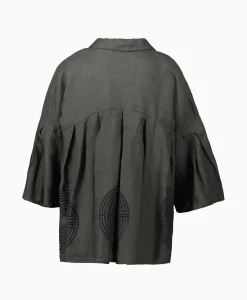 Dames Greek Archaic Kori T-Shirts & Tops*Top Labyrinth Pleates Buttons Khaki