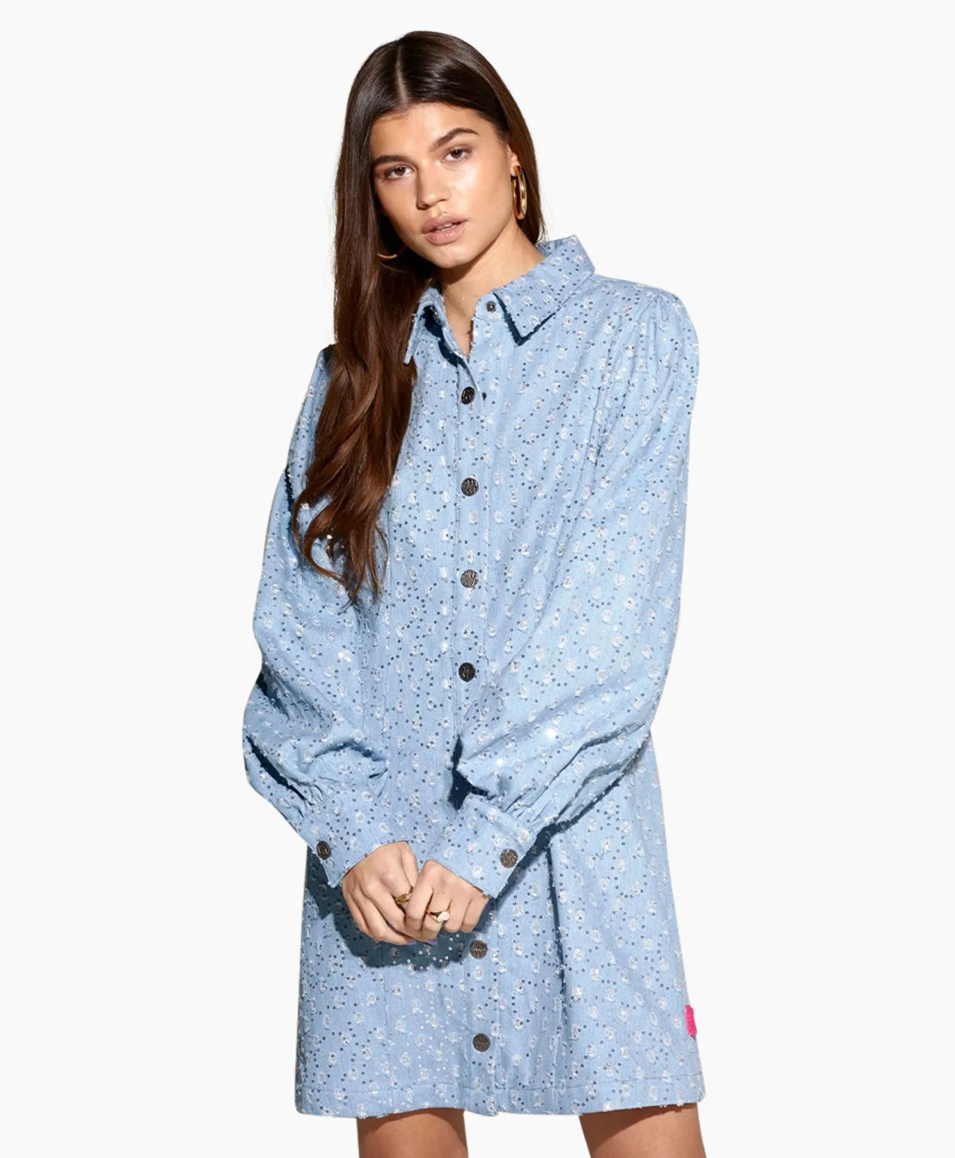 Dames Harper & Yve Jurken*Harper & Yve Mini Jurk Flo-Dr Licht Blauw