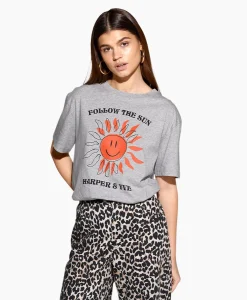 Dames Harper & Yve T-Shirts & Tops*Harper & Yve T-Shirt Korte Mouw Smiley-Ss Grijs