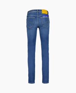 Heren Jacob Cohen Broeken*Jeans Pant 5 Pkt Slim Fit Bard Blauw
