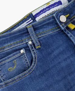 Heren Jacob Cohen Broeken*Jeans Pant 5 Pkt Slim Fit Bard Blauw