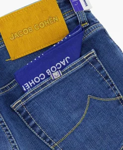 Heren Jacob Cohen Broeken*Jeans Pant 5 Pkt Slim Fit Bard Blauw
