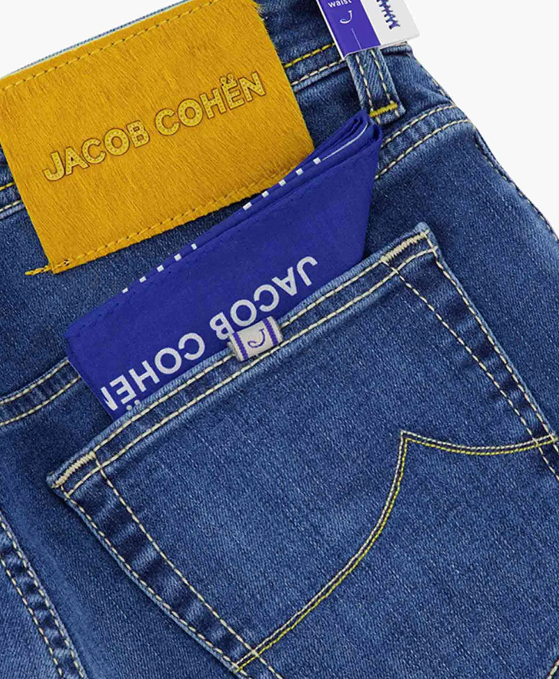 Heren Jacob Cohen Broeken*Jeans Pant 5 Pkt Slim Fit Bard Blauw
