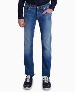 Heren Jacob Cohen Broeken*Jeans 5 Pkt Slim Fit Nick Ltd Midden Blauw