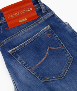 Heren Jacob Cohen Broeken*Jeans 5 Pkt Slim Fit Nick Ltd Midden Blauw