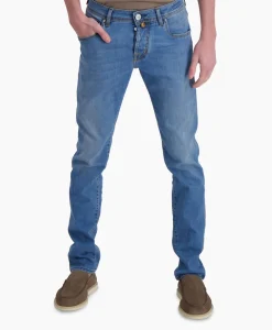Heren Jacob Cohen Broeken*Jeans 5 Pkt Super Slim Fit Nick Midden Blauw