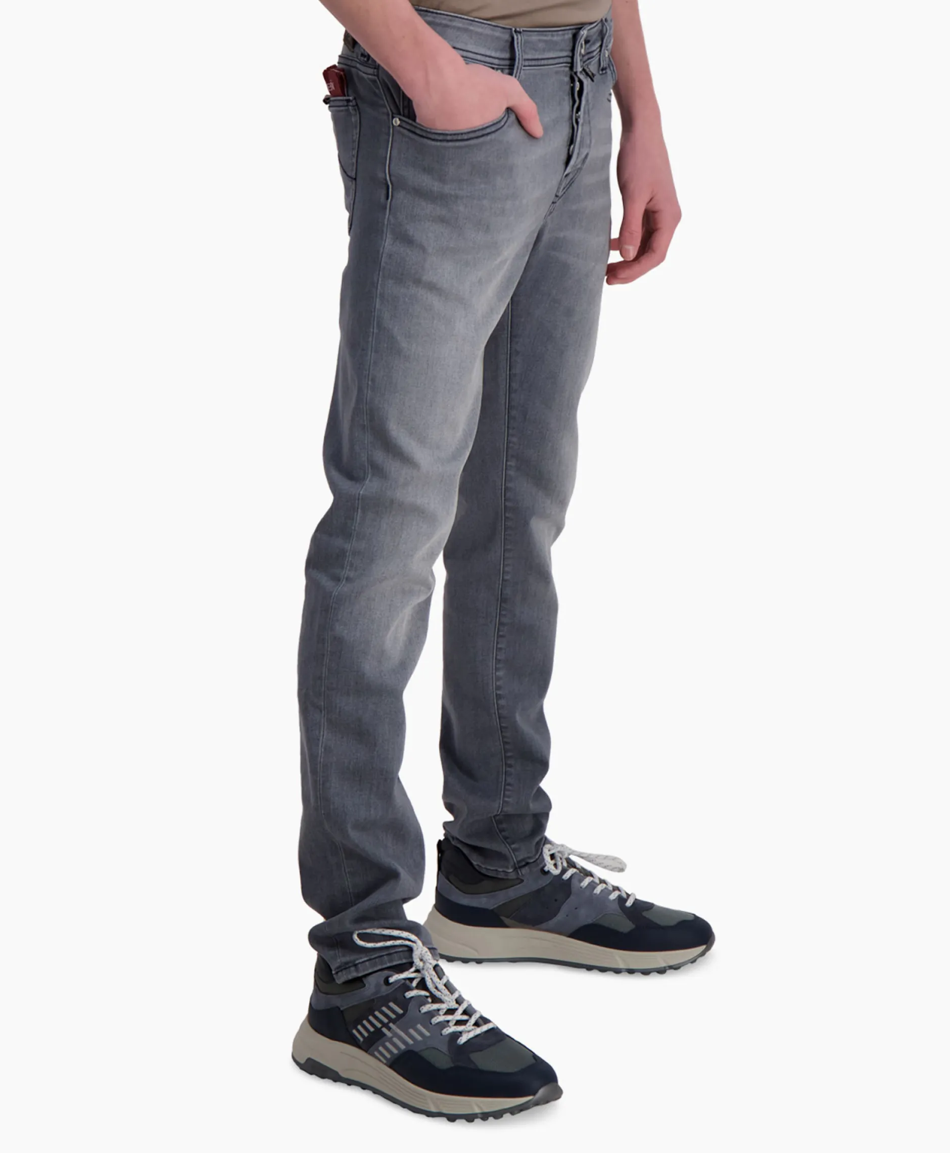 Heren Jacob Cohen Broeken*Jeans 5 Pkt Super Slim Fit Nick Licht Grijs