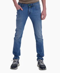 Heren Jacob Cohen Broeken*Jeans 5 Pkt Super Slim Fit Nick Donker Blauw