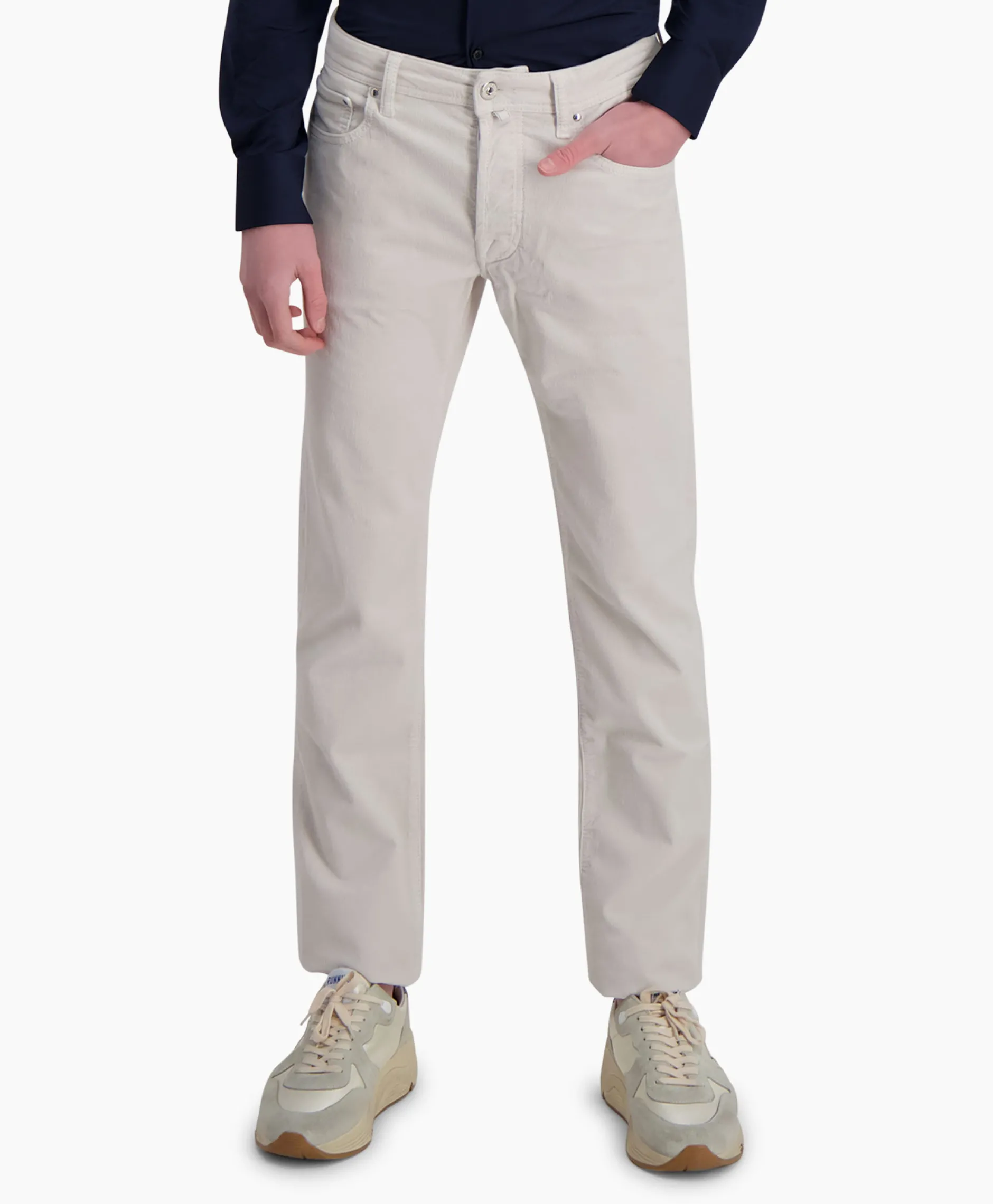 Heren Jacob Cohen Broeken*Jeans Slim Fit Bard Off White