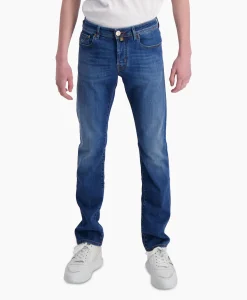 Heren Jacob Cohen Broeken*Jeans Slim Fit Bard Blauw