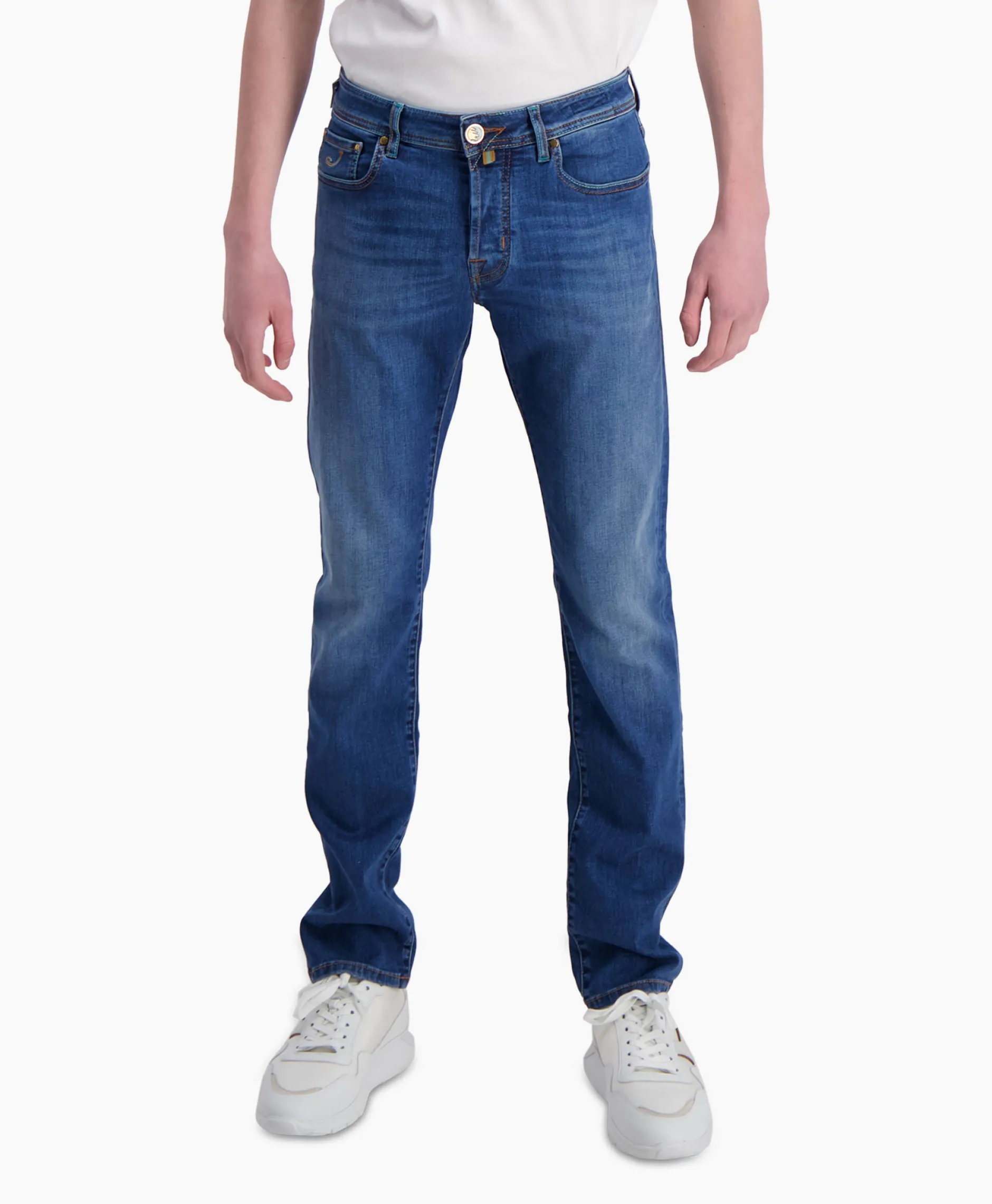 Heren Jacob Cohen Broeken*Jeans Slim Fit Bard Blauw