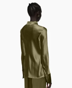 Dames Joseph Blouses*Blouse Brunel Silk Satin Olijf