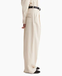 Dames Les Coyotes De Paris Broeken*Pantalon Wide Leg Pleated Chino Zand