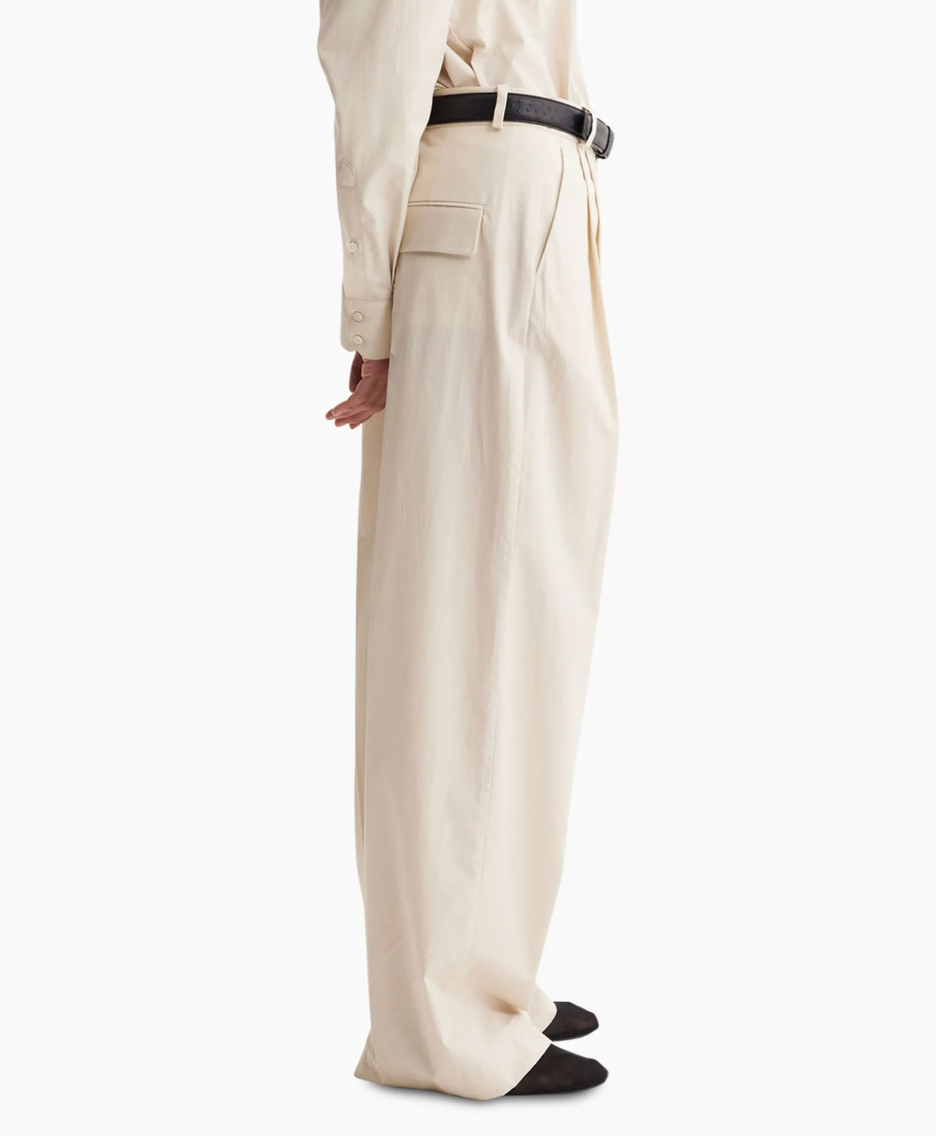 Dames Les Coyotes De Paris Broeken*Pantalon Wide Leg Pleated Chino Zand