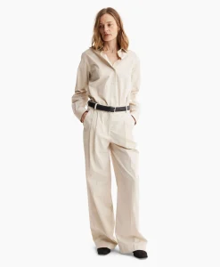 Dames Les Coyotes De Paris Broeken*Pantalon Wide Leg Pleated Chino Zand
