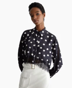 Dames Liu Jo Blouses*Blouse Escamicia C/Dettagali In Pizzo Zwart