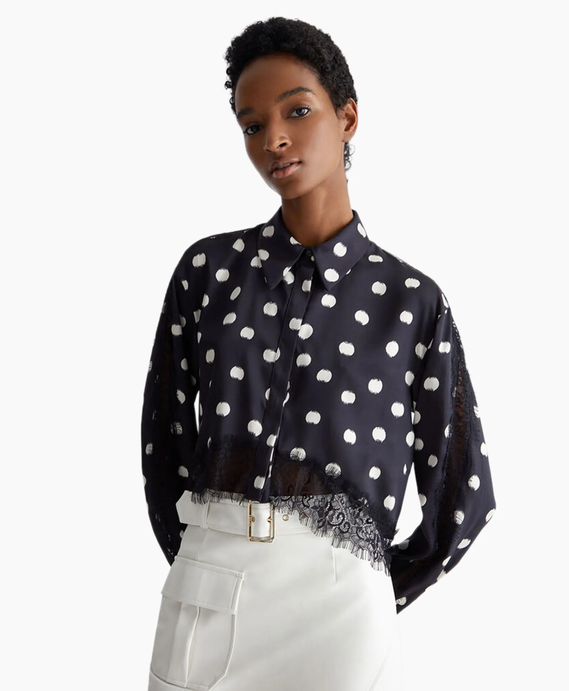 Dames Liu Jo Blouses*Blouse Escamicia C/Dettagali In Pizzo Zwart