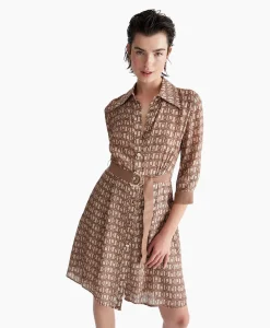 Dames Liu Jo Jurken*Midi Jurk Abito Chemisier Zand