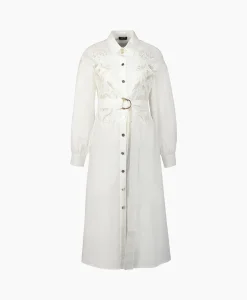 Dames Liu Jo Jurken*Midi Jurk Chemisier Logato C/Cintura Wit