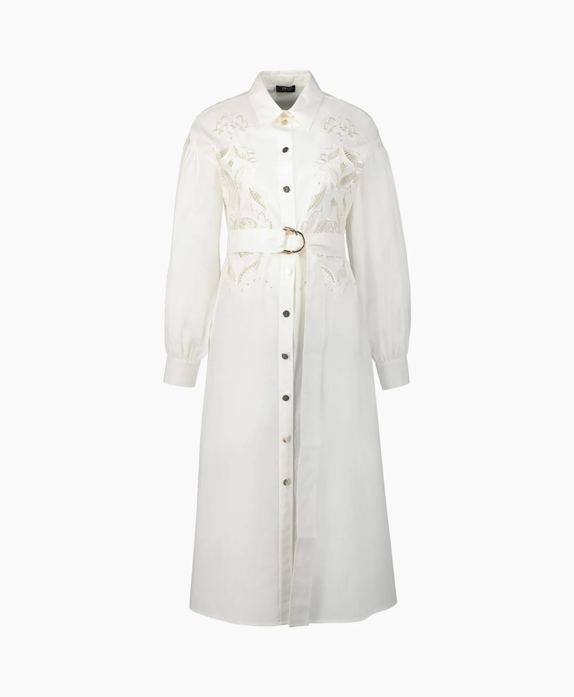 Dames Liu Jo Jurken*Midi Jurk Chemisier Logato C/Cintura Wit