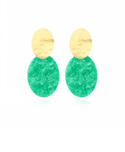 Dames Lott. Gioielli Sieraden*Oorbellen Closed Oval S Midden Groen