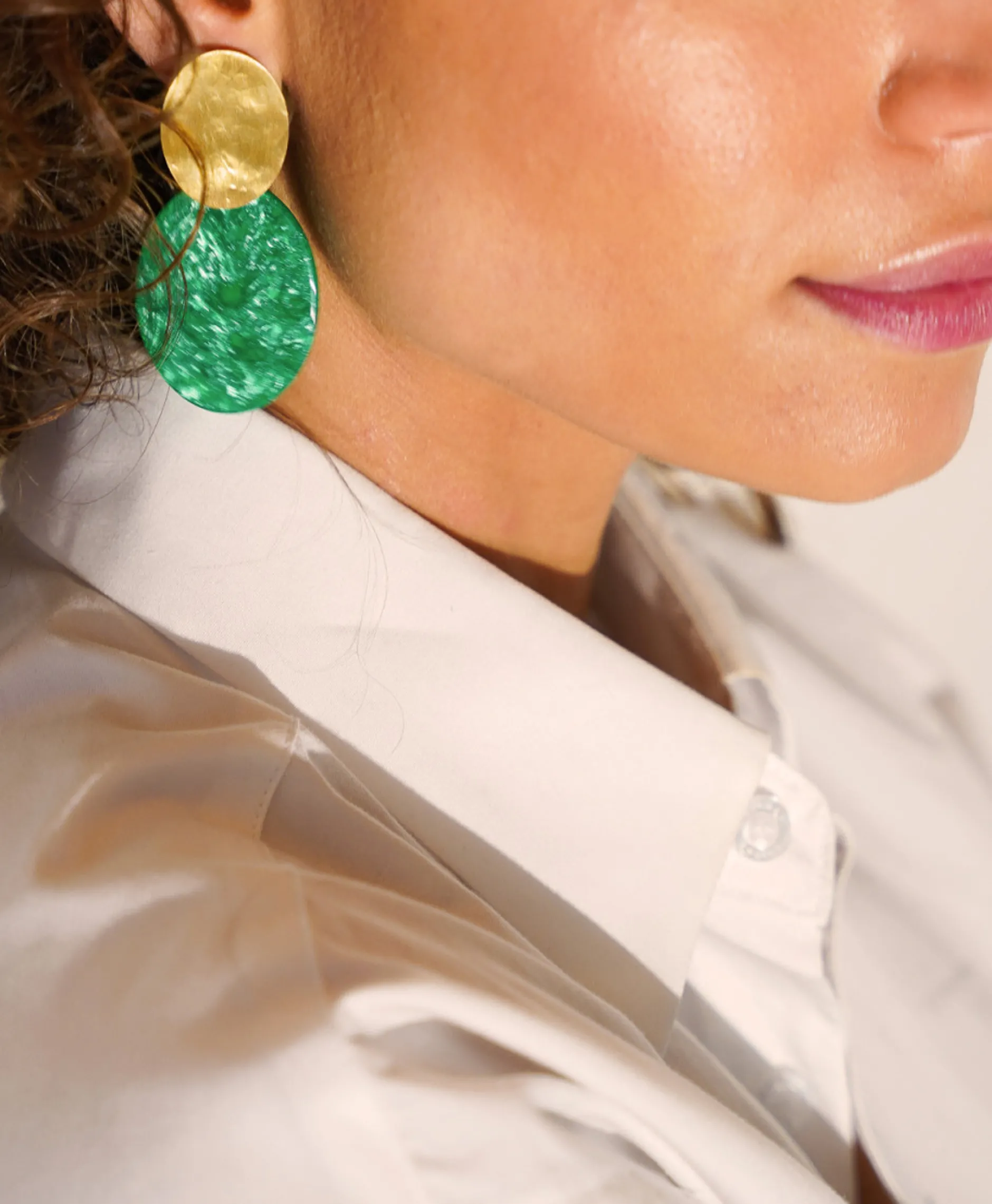 Dames Lott. Gioielli Sieraden*Oorbellen Closed Oval S Midden Groen