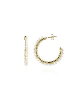 Dames Lott. Gioielli Sieraden*Oorbellen Cl Hoop With Pear Off White