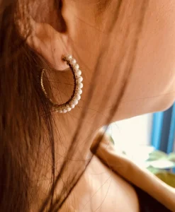 Dames Lott. Gioielli Sieraden*Oorbellen Cl Hoop With Pear Off White