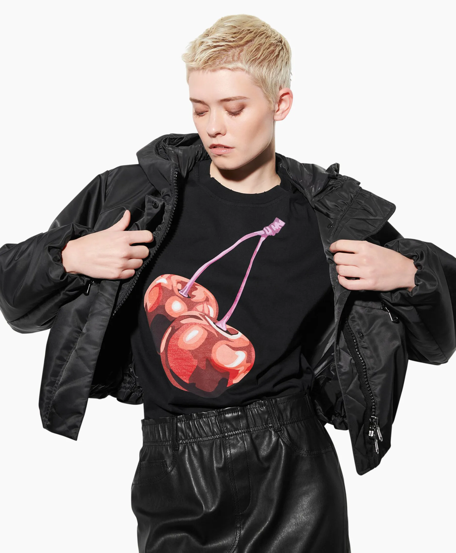 Dames Luisa Cerano T-Shirts & Tops*T-Shirt Korte Mouw 398104/7799-0 Zwart Dessin