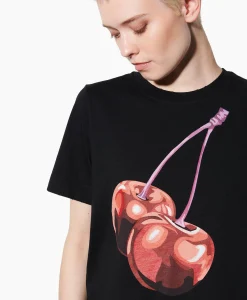 Dames Luisa Cerano T-Shirts & Tops*T-Shirt Korte Mouw 398104/7799-0 Zwart Dessin