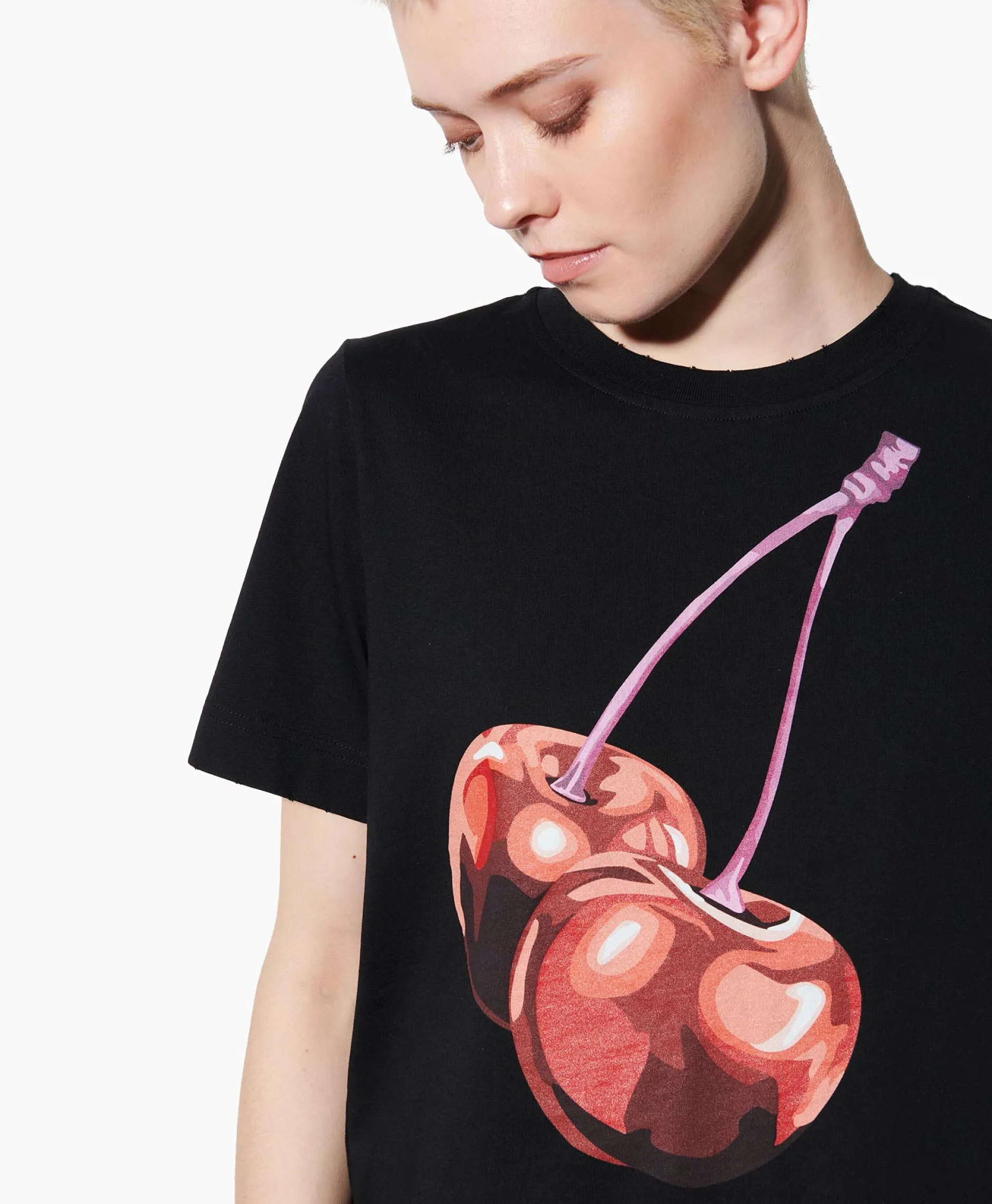 Dames Luisa Cerano T-Shirts & Tops*T-Shirt Korte Mouw 398104/7799-0 Zwart Dessin