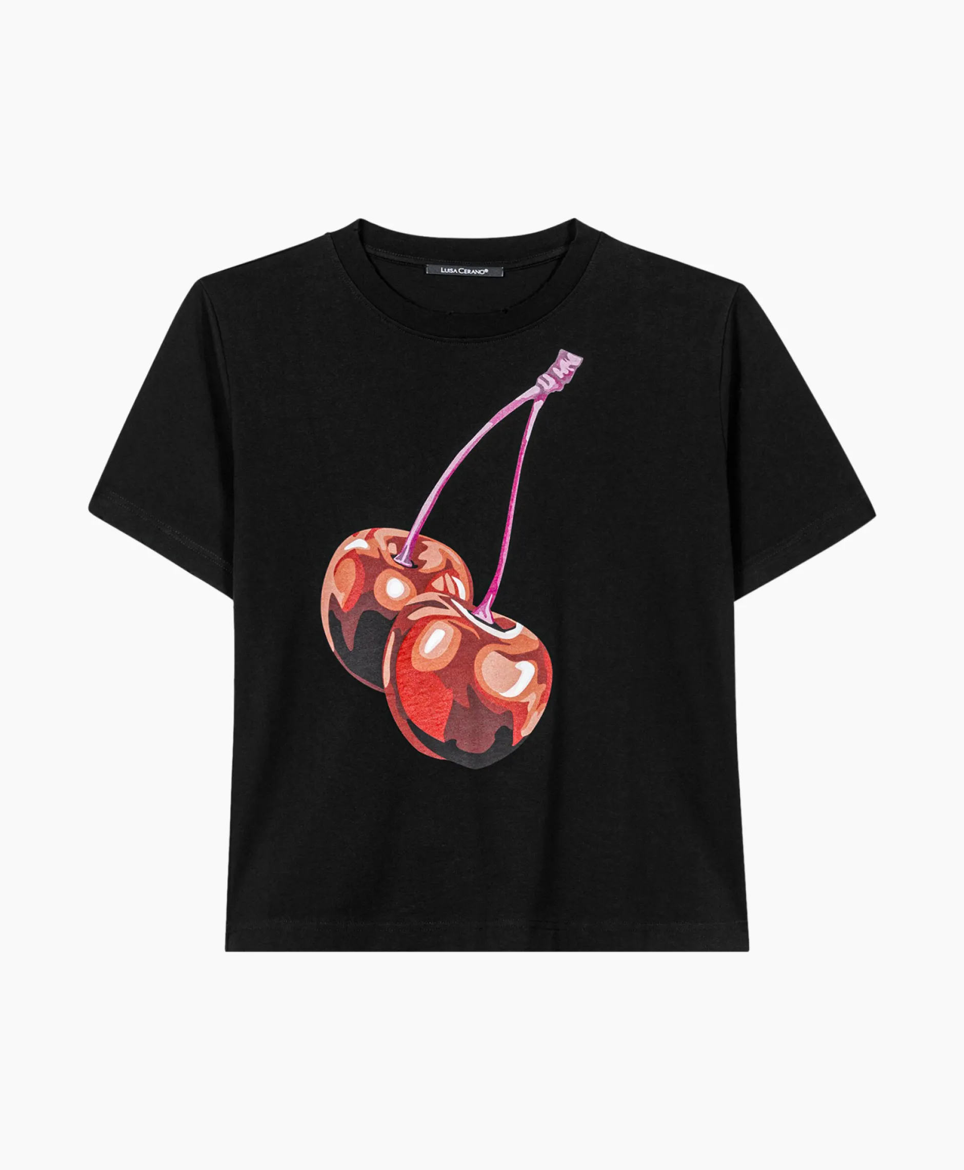 Dames Luisa Cerano T-Shirts & Tops*T-Shirt Korte Mouw 398104/7799-0 Zwart Dessin