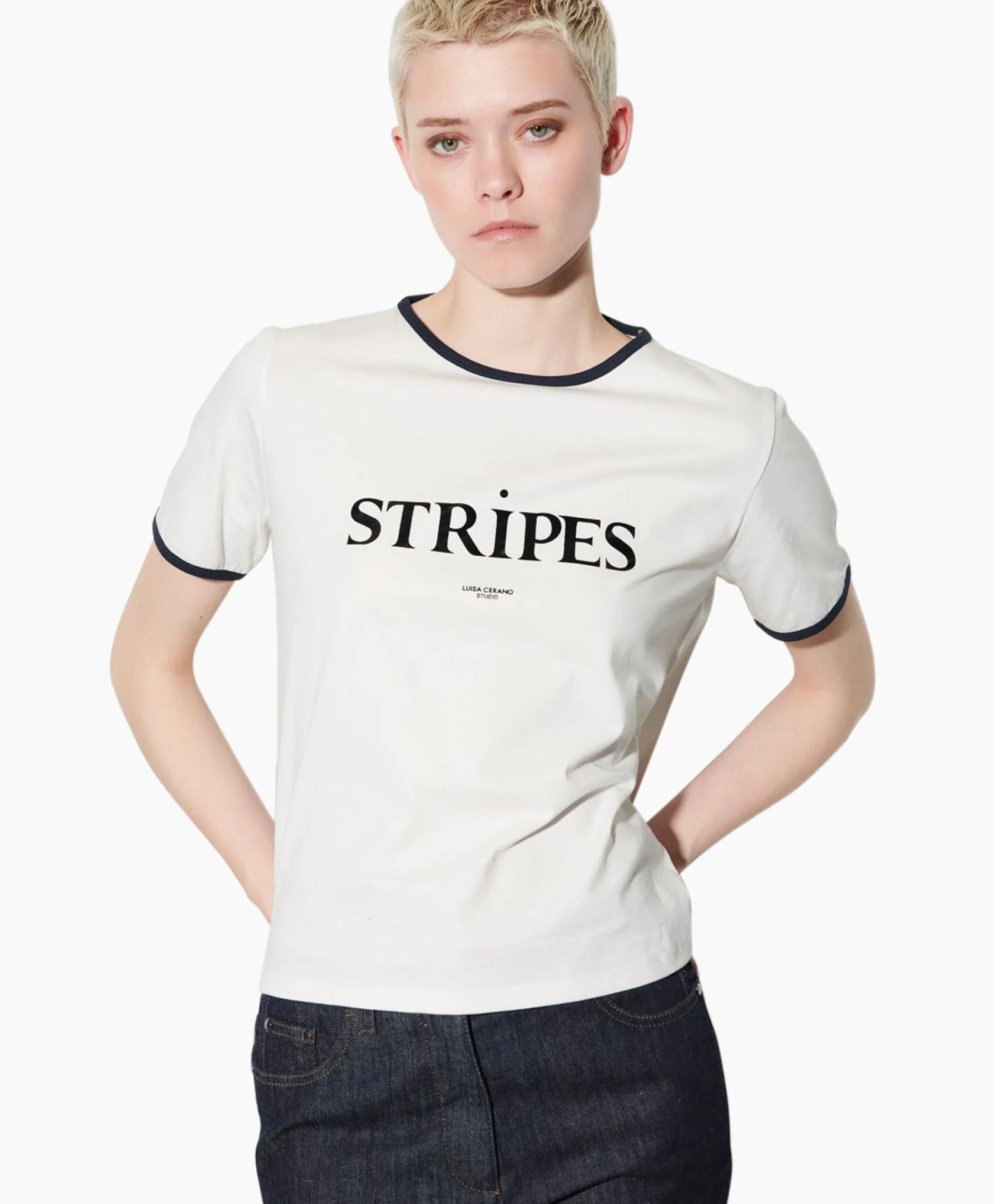 Dames Luisa Cerano T-Shirts & Tops*T-Shirt Korte Mouw 398144/7799-0 Off White