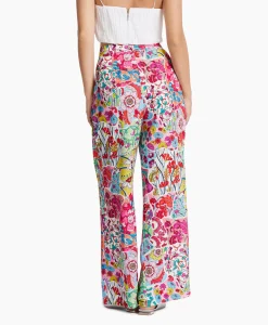 Dames Marc Cain Pants Broeken*Bloemenbroek Wp 81.34 W10 Licht Rood