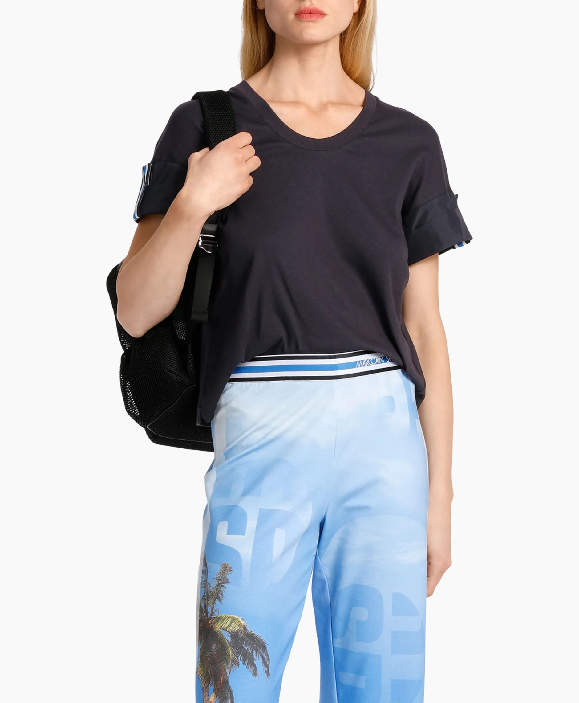 Dames Marccain Sport T-Shirts & Tops*T-Shirt Ws 48.31 J55 Midden Blauw