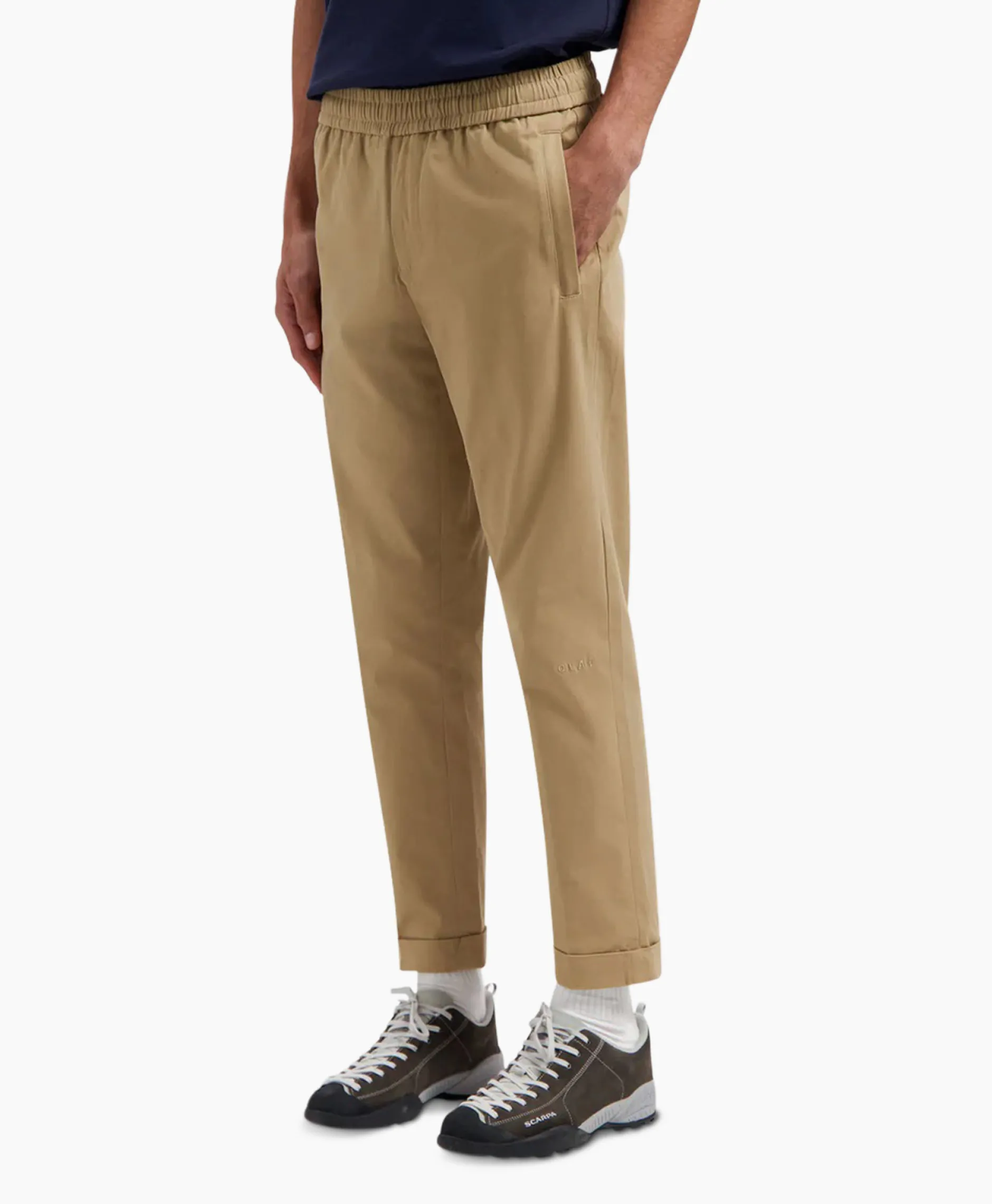 Heren Olaf Hussein Broeken*Pantalon Slim Cotton Khaki