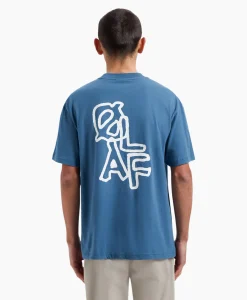 Heren Olaf Hussein T-Shirts*T-Shirt Korte Mouw Layered Logo Blauw