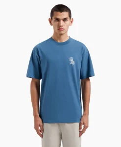 Heren Olaf Hussein T-Shirts*T-Shirt Korte Mouw Layered Logo Blauw