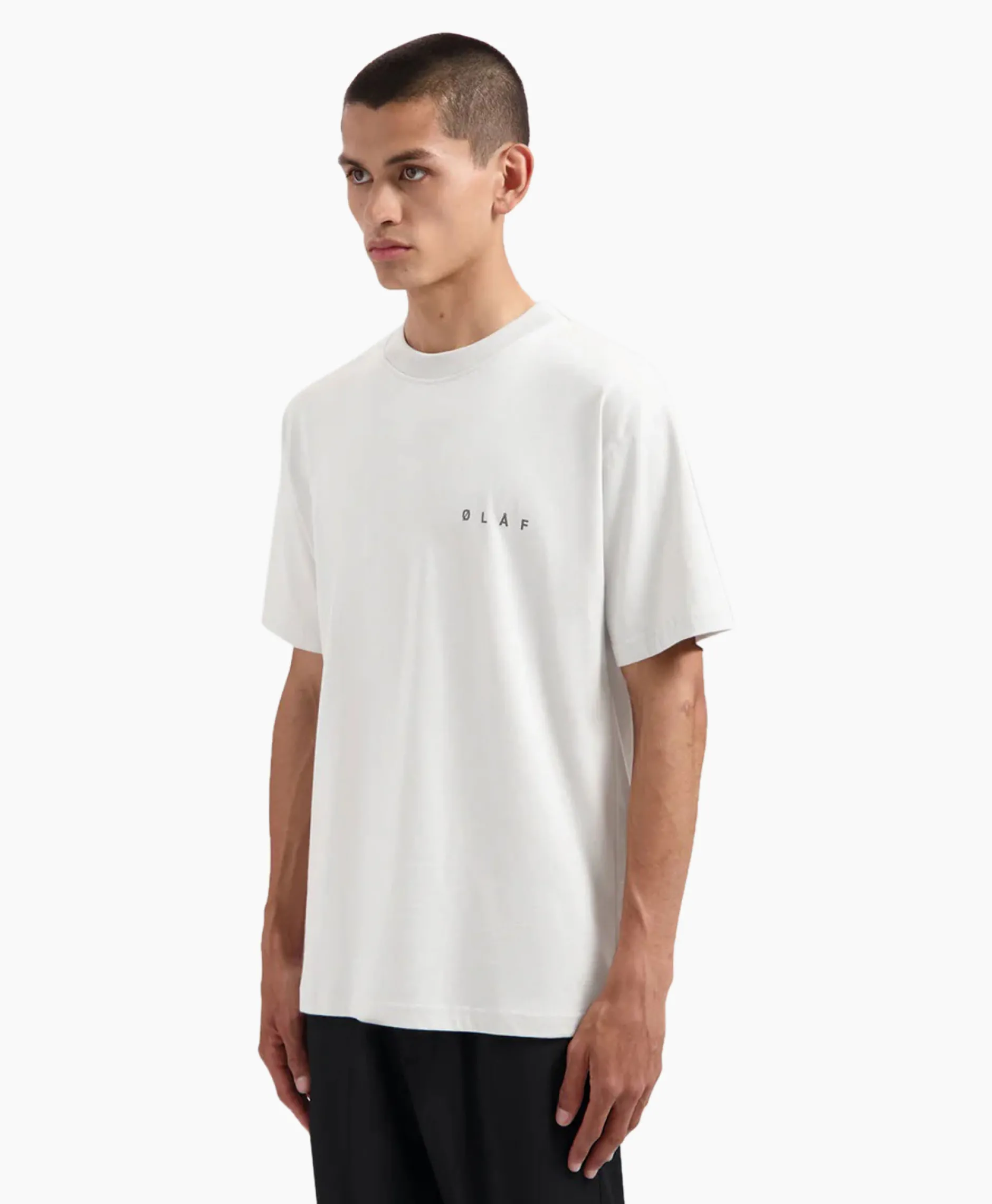 Heren Olaf Hussein T-Shirts*T-Shirt Korte Mouw Face Wit