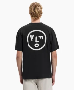 Heren Olaf Hussein T-Shirts*T-Shirt Korte Mouw Face Zwart