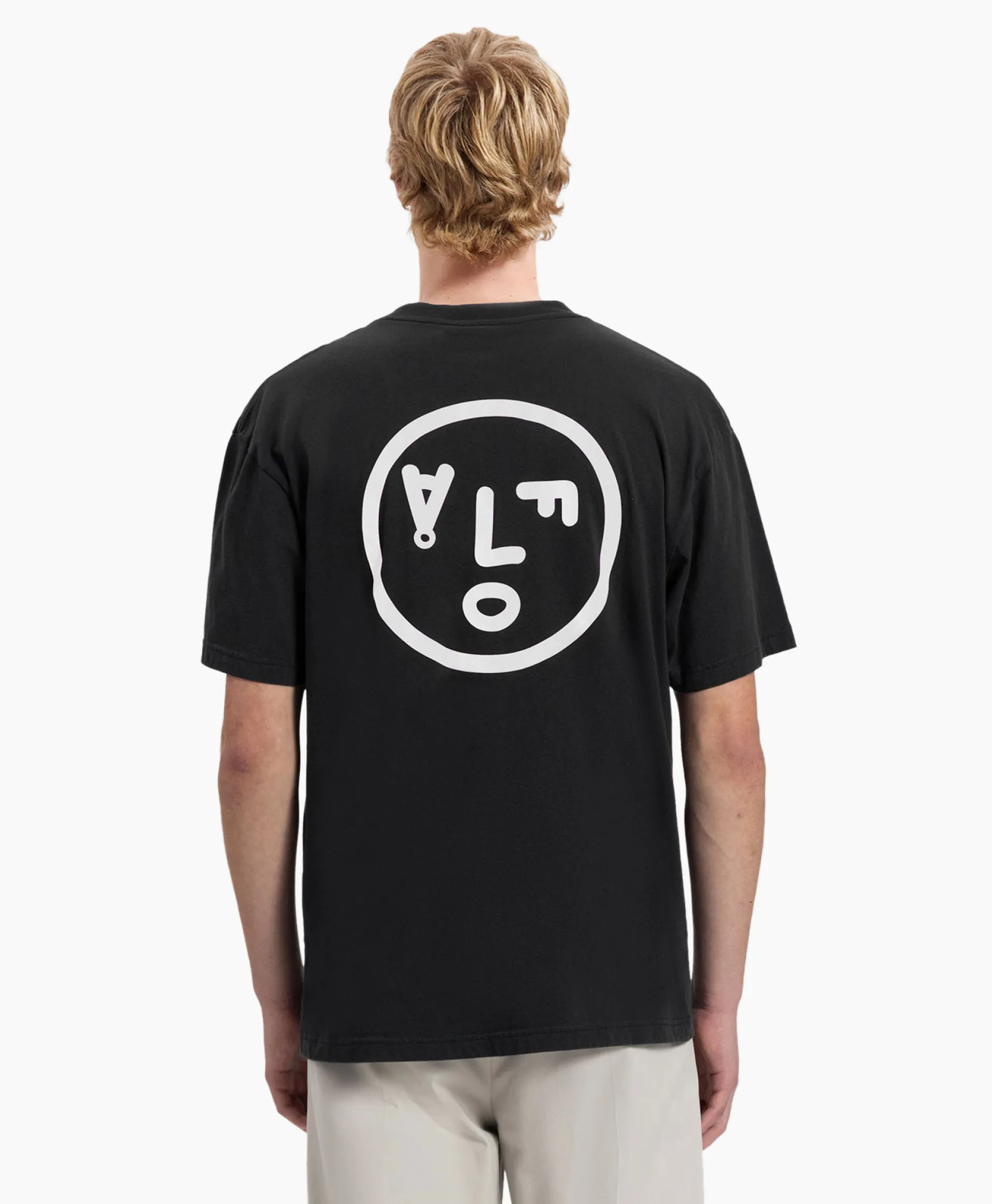 Heren Olaf Hussein T-Shirts*T-Shirt Korte Mouw Face Zwart